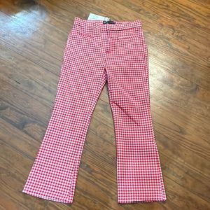 Zara red checkered ankle pants Size M